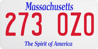 MA license plate 273OZ0