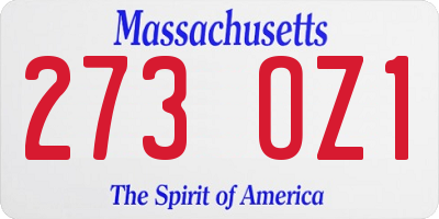 MA license plate 273OZ1