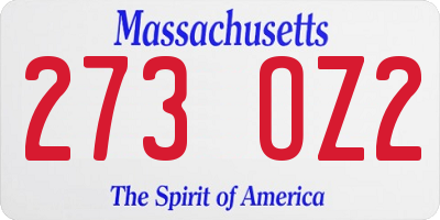 MA license plate 273OZ2