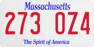 MA license plate 273OZ4