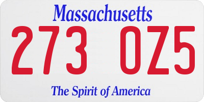 MA license plate 273OZ5