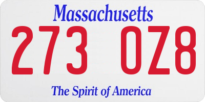 MA license plate 273OZ8