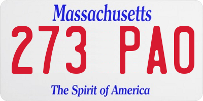MA license plate 273PA0