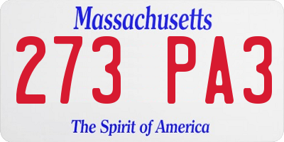 MA license plate 273PA3
