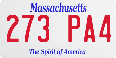 MA license plate 273PA4