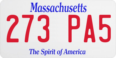 MA license plate 273PA5