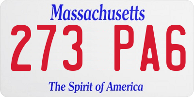 MA license plate 273PA6
