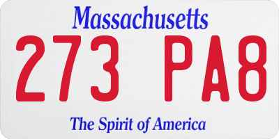 MA license plate 273PA8