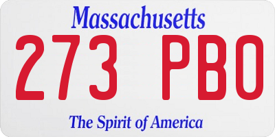 MA license plate 273PB0