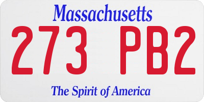 MA license plate 273PB2