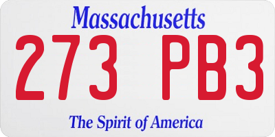 MA license plate 273PB3