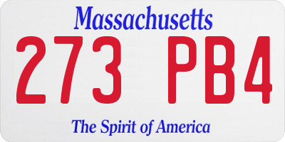 MA license plate 273PB4