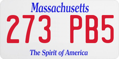 MA license plate 273PB5