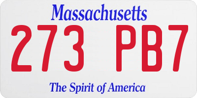 MA license plate 273PB7