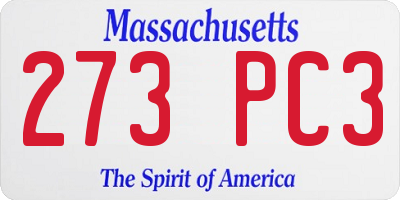 MA license plate 273PC3