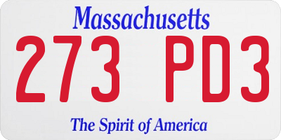 MA license plate 273PD3