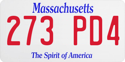 MA license plate 273PD4