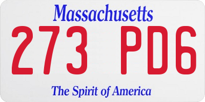 MA license plate 273PD6
