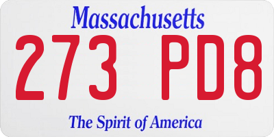 MA license plate 273PD8