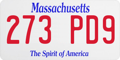 MA license plate 273PD9