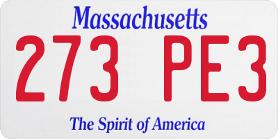 MA license plate 273PE3