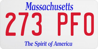 MA license plate 273PF0