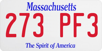 MA license plate 273PF3