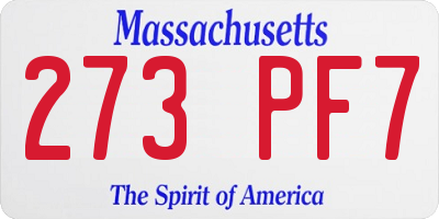 MA license plate 273PF7