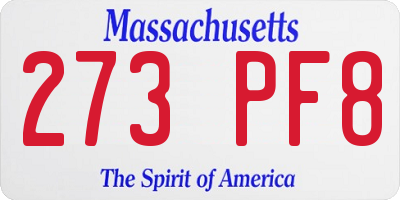 MA license plate 273PF8