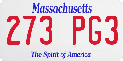 MA license plate 273PG3