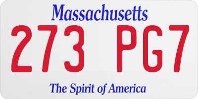 MA license plate 273PG7