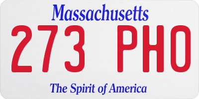 MA license plate 273PH0