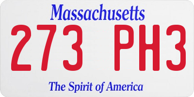 MA license plate 273PH3