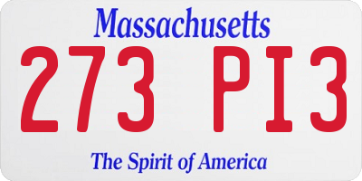 MA license plate 273PI3