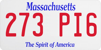 MA license plate 273PI6