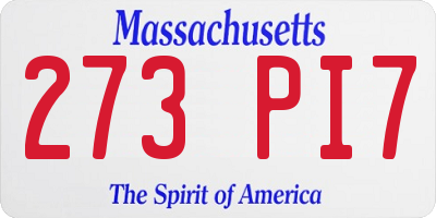 MA license plate 273PI7