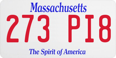 MA license plate 273PI8