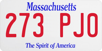 MA license plate 273PJ0