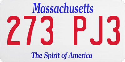 MA license plate 273PJ3