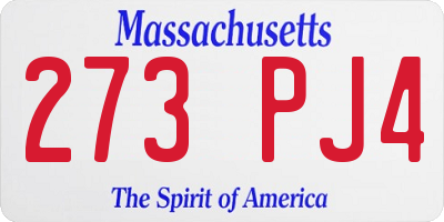MA license plate 273PJ4