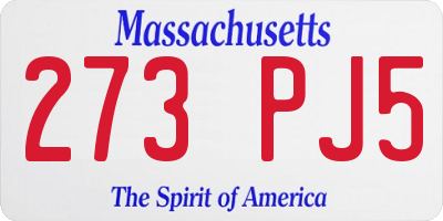MA license plate 273PJ5