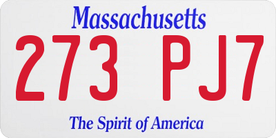 MA license plate 273PJ7