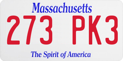 MA license plate 273PK3