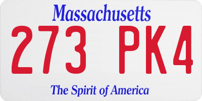 MA license plate 273PK4