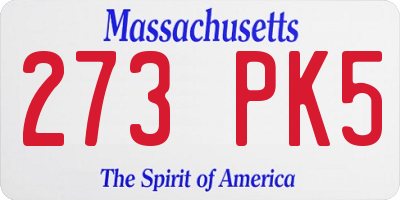 MA license plate 273PK5