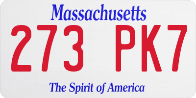 MA license plate 273PK7