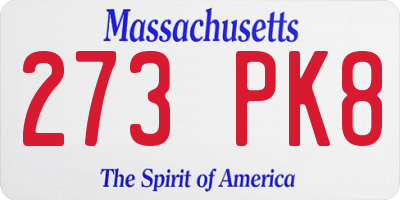 MA license plate 273PK8