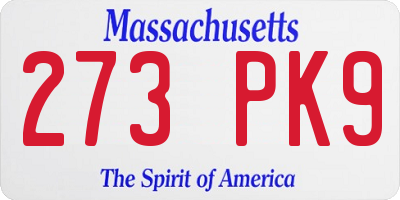 MA license plate 273PK9