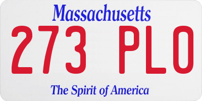 MA license plate 273PL0