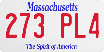 MA license plate 273PL4